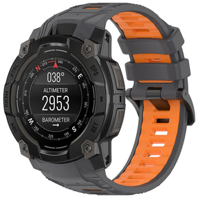 Curea smartwatch Techsuit Watchband (W077) compatibil cu Garmin Instinct 3 50mm/Instinct 3 50mm Solar, Gri /Orange