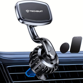 Suport Techsuit AirFix (S3), with Metal Plates, for Air Vent, Magnetic Car Mount N52, 360° Rotation, Universal, Negru