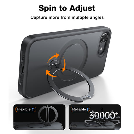 Husa de protectie Torras Ostand Spin MagSafe Series compatibil cu iPhone 16e / iPhone 17e, Negru