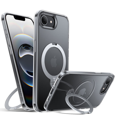Husa de protectie Torras Ostand Spin MagSafe Series compatibil cu iPhone 16e / iPhone 17e, Transparent