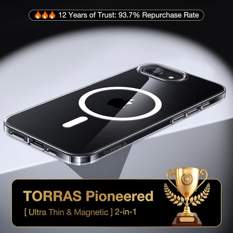 Husa de protectie Torras OriginFit-Mag Series compatibil cu iPhone 16e / iPhone 17e, Transparent