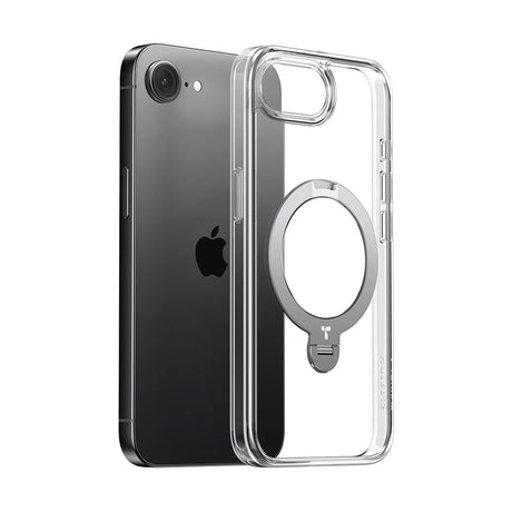 Husa de protectie Torras Ostand Spin MagSafe Series compatibil cu iPhone 16e / iPhone 17e, Transparent