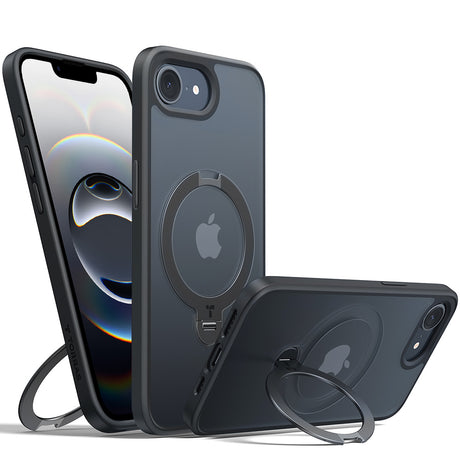 Husa de protectie Torras Ostand Spin MagSafe Series compatibil cu iPhone 16e / iPhone 17e, Negru