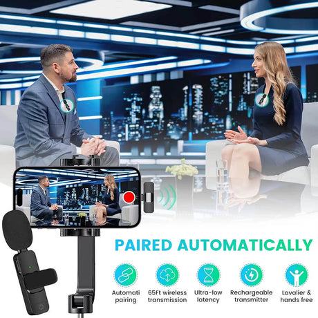Casti Techsuit (set de 2) Lavalier Wireless XtreamMic (LW1), with Receiver, Lightning Connector, for iPhone Plug & Play, Collar Clip, Negru