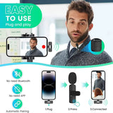 Casti Techsuit (set de 2) Lavalier Wireless XtreamMic (LW2), with Receiver, Type-C Connector, for Phones Plug & Play, Collar Clip, Negru