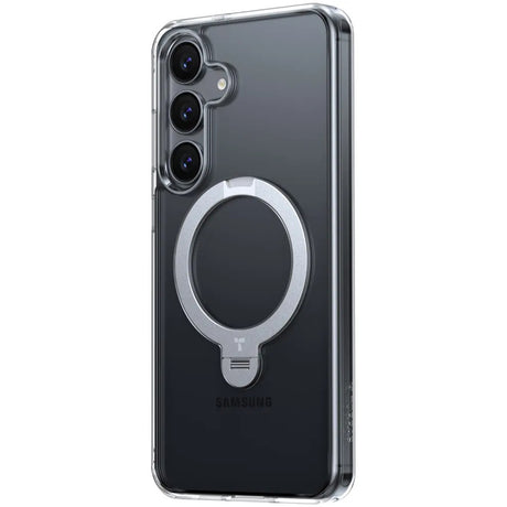 Husa de protectie Torras Ostand Spin MagSafe Series compatibil cu Samsung Galaxy S25 Plus, Transparent