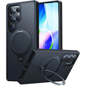 Torras Husa de protectie Torras Ostand Spin MagSafe Series compatibil cu Samsung Galaxy S25 Ultra, Negru