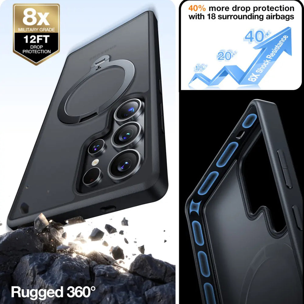 Torras Husa de protectie Torras Ostand Spin MagSafe Series compatibil cu Samsung Galaxy S25 Ultra, Negru – imagine 7