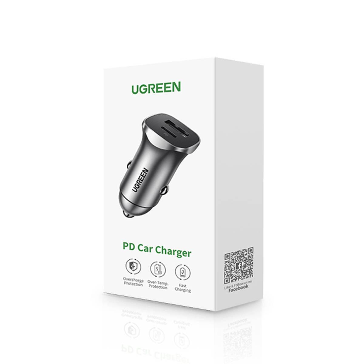 Incarcator Ugreen Car CD130 (40858), Fast Charge, Type-C, USB, 30W, 5V/3A, PD3.0, Negru