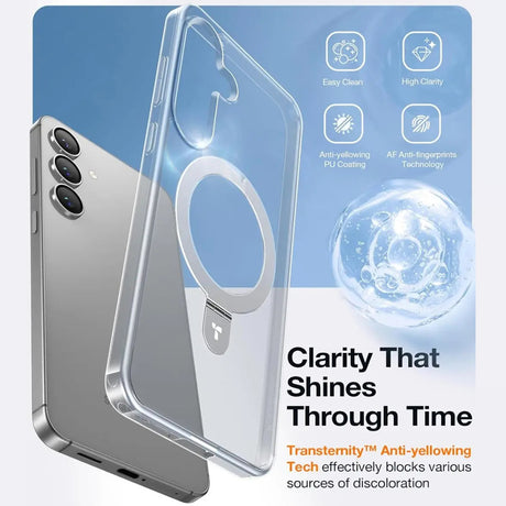 Husa de protectie Torras Ostand MagSafe Series compatibil cu Samsung Galaxy S25 Plus, Transparent
