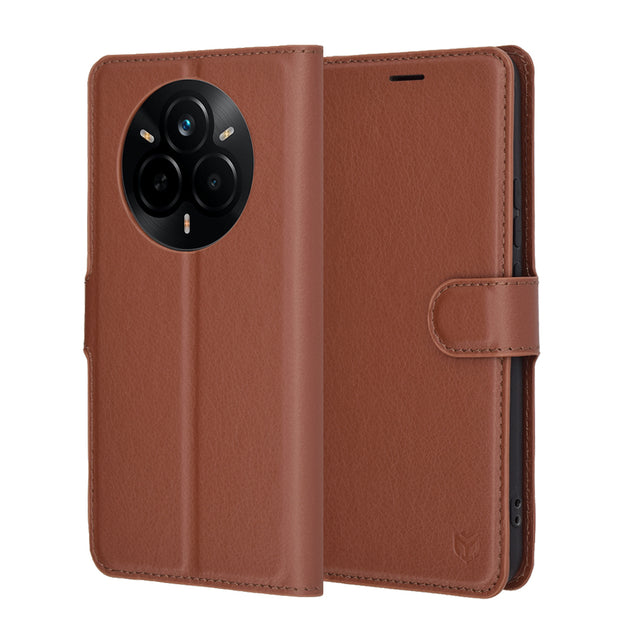 Husa de protectie Techsuit Leather Folio compatibil cu Realme 14 Pro, Maro