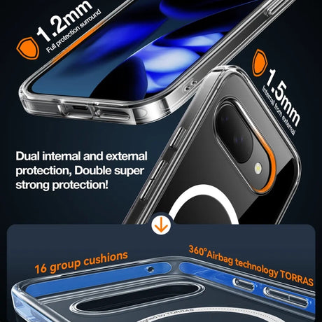 Husa de protectie Torras Diamond MagSafe Series compatibil cu Google Pixel 9a, Transparent