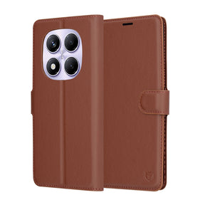 Husa de protectie Techsuit Leather Folio compatibil cu Xiaomi Redmi Note 14 Pro 4G, Maro
