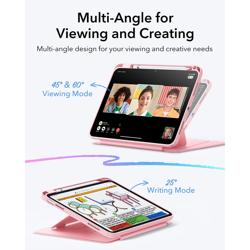 Husa de protectie tableta ESR Flip Hybrid (with Pencil Holder) compatibil cu iPad 10 (2022) 10.9 / 11 (2025) / 12 (2026), Roz