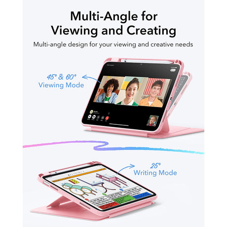 Husa de protectie tableta ESR Flip Hybrid (with Pencil Holder) compatibil cu iPad 10 (2022) 10.9 / 11 (2025) / 12 (2026), Roz