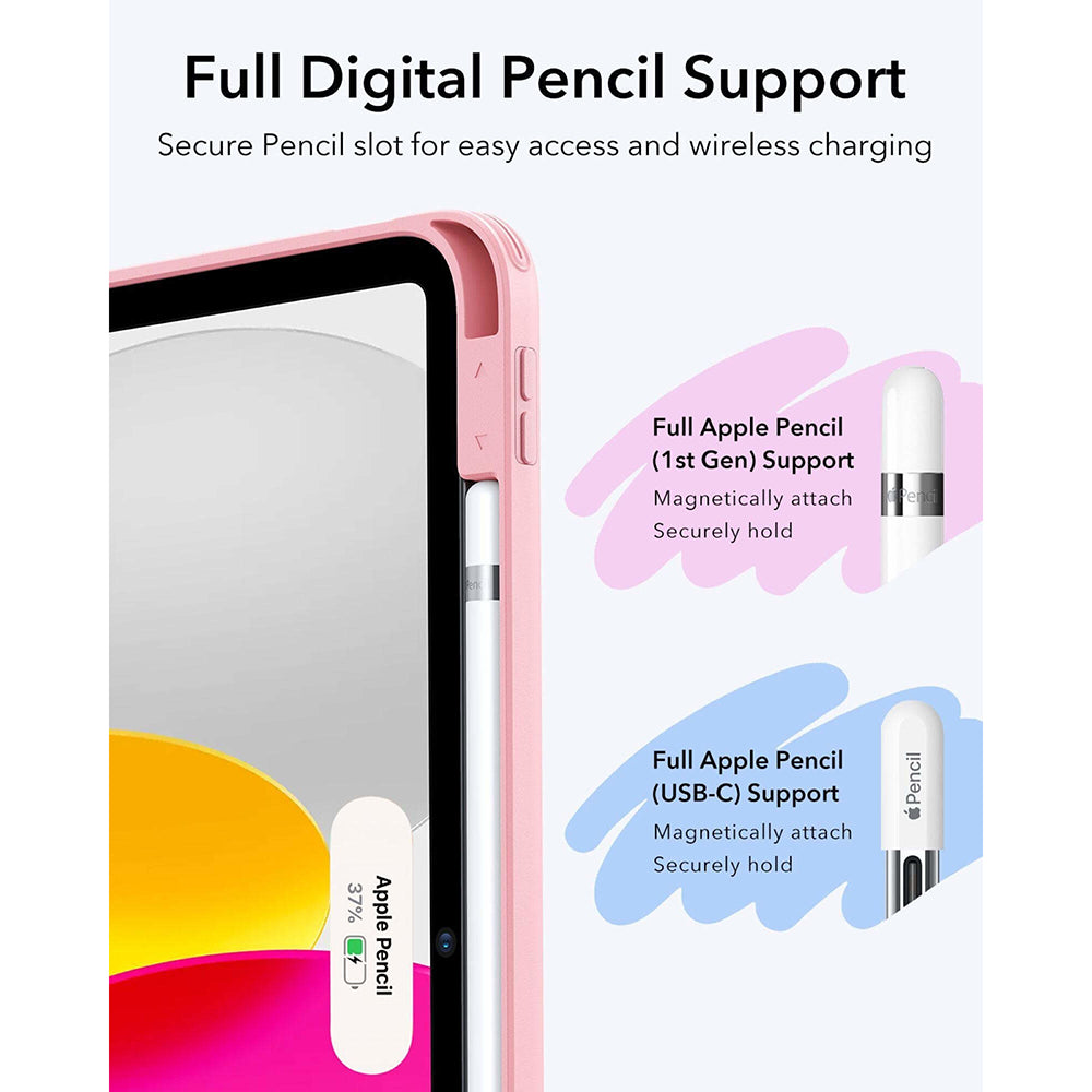 Husa de protectie tableta ESR Flip Hybrid (with Pencil Holder) compatibil cu iPad 10 (2022) 10.9 / 11 (2025) / 12 (2026), Roz