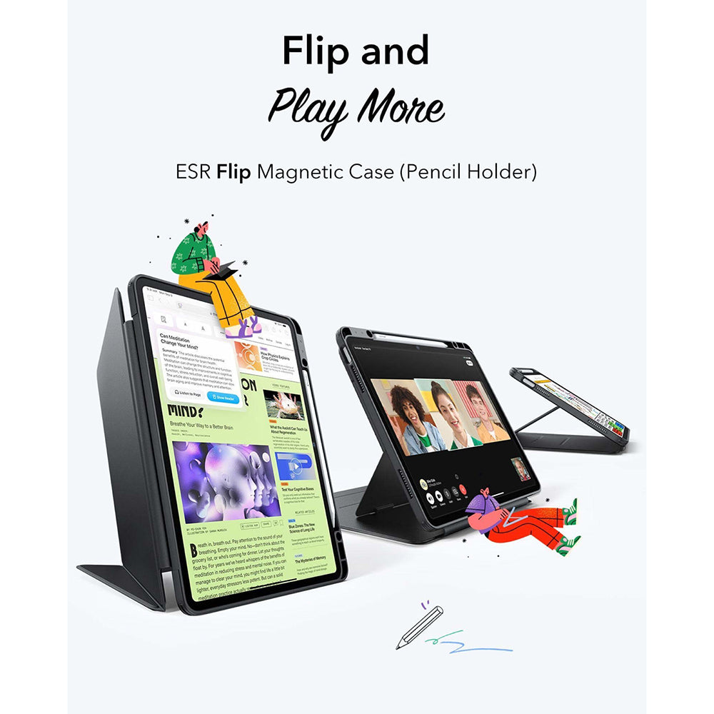 Husa de protectie tableta ESR Flip Hybrid (with Pencil Holder) compatibil cu iPad Air 4 (2020) / Air 5 (2022) / Air 11 (2024 / 2025 / 2026), Mov