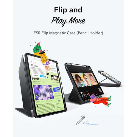 Husa de protectie tableta ESR Flip Hybrid (with Pencil Holder) compatibil cu iPad Air 4 (2020) / Air 5 (2022) / Air 11 (2024 / 2025 / 2026), Mov