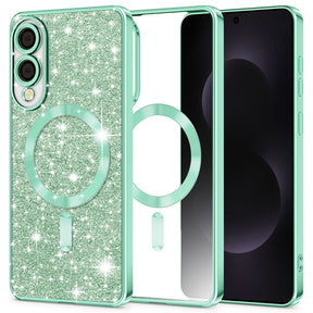 Husa de protectie Techsuit Luxury Glitter MagSafe compatibil cu Samsung Galaxy S25 Edge, Verde Deschis
