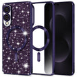 Husa de protectie Techsuit Luxury Glitter MagSafe compatibil cu Samsung Galaxy S25 Edge, Mov Inchis