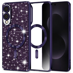 Husa de protectie Techsuit Luxury Glitter MagSafe compatibil cu Samsung Galaxy S25 Edge, Mov Inchis
