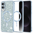 Husa de protectie Techsuit Luxury Glitter MagSafe compatibil cu Samsung Galaxy S25 Edge, Albastru Deschis