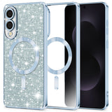 Husa de protectie Techsuit Luxury Glitter MagSafe compatibil cu Samsung Galaxy S25 Edge, Albastru Deschis