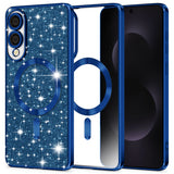 Husa de protectie Techsuit Luxury Glitter MagSafe compatibil cu Samsung Galaxy S25 Edge, Albastru Inchis