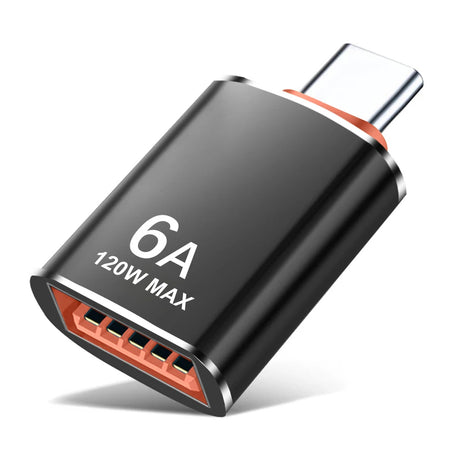 Adaptor Techsuit Premium OTG Adapter HyperPort (A2), USB to Type-C, 5Gbps, 6A, 120W, Converter for PC/Laptop, Negru / Orange