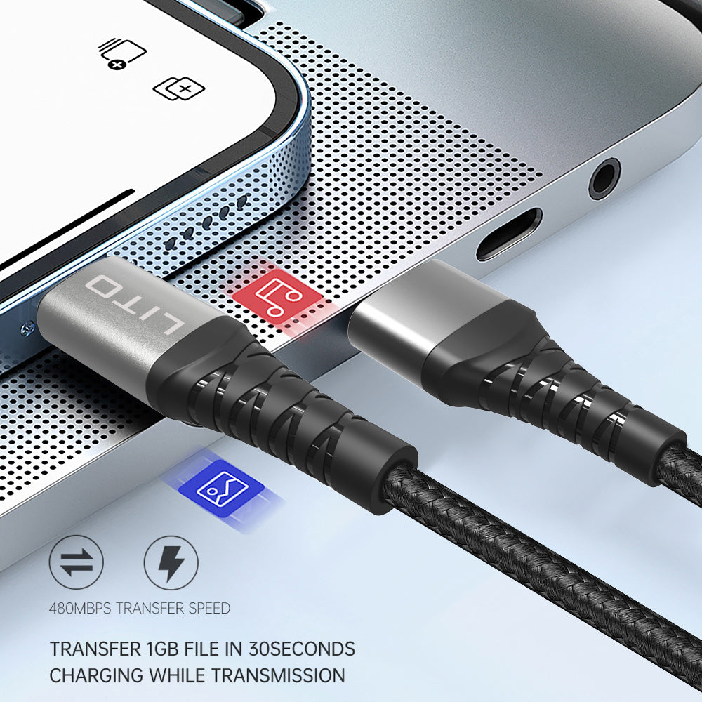 Cablu Lito (LD08CC), Type-C to Type-C, Fast Charging, 60W, 1m, Negru
