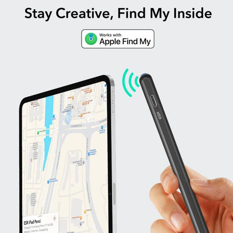 Stylus ESR Stylus Pen Geo (6C00601), for iPad, Magnetic Attachment, Bluetooth, Type-C, Palm Rejection, Tilt Sensitivity, Negru