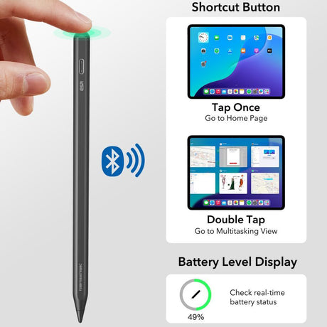 Stylus ESR Stylus Pen Geo (6C00601), for iPad, Magnetic Attachment, Bluetooth, Type-C, Palm Rejection, Tilt Sensitivity, Negru