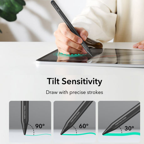 Stylus ESR Stylus Pen Geo (6C00601), for iPad, Magnetic Attachment, Bluetooth, Type-C, Palm Rejection, Tilt Sensitivity, Negru