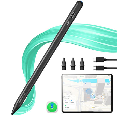 Stylus ESR Stylus Pen Geo (6C00601), for iPad, Magnetic Attachment, Bluetooth, Type-C, Palm Rejection, Tilt Sensitivity, Negru