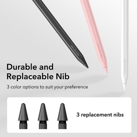 Stylus ESR Stylus Pen Geo (6C00601), for iPad, Magnetic Attachment, Bluetooth, Type-C, Palm Rejection, Tilt Sensitivity, Negru