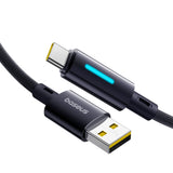 Cablu Baseus Lit (P10379002121-00), USB to Type-C, 100W, Fast Charging, LED Light, Button-Control, 1m, Negru Cosmic