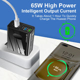 Incarcator Techsuit Premium PentaXPower (CHC1), Type-C Cable Included, 3x USB, 2x Type-C PD 25W, 65W, GaN, 1m, Negru