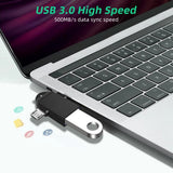 Adaptor Techsuit OTG Adapter TwoVoltX (A16), 3in1, USB to Micro-USB + Type-C, Plug and Play, Aluminum Alloy, Negru