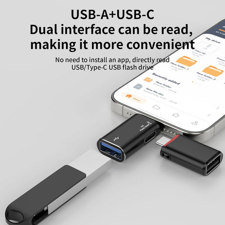 Adaptor Techsuit Premium OTG Adapter AluVoltX (A18), USB to Lightning, Plug and Play, Aluminum Alloy, Fast Data Transfer, Negru