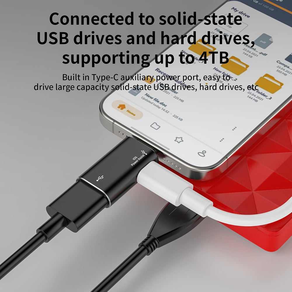Adaptor Techsuit Premium OTG Adapter AluVoltX (A18), USB to Lightning, Plug and Play, Aluminum Alloy, Fast Data Transfer, Negru