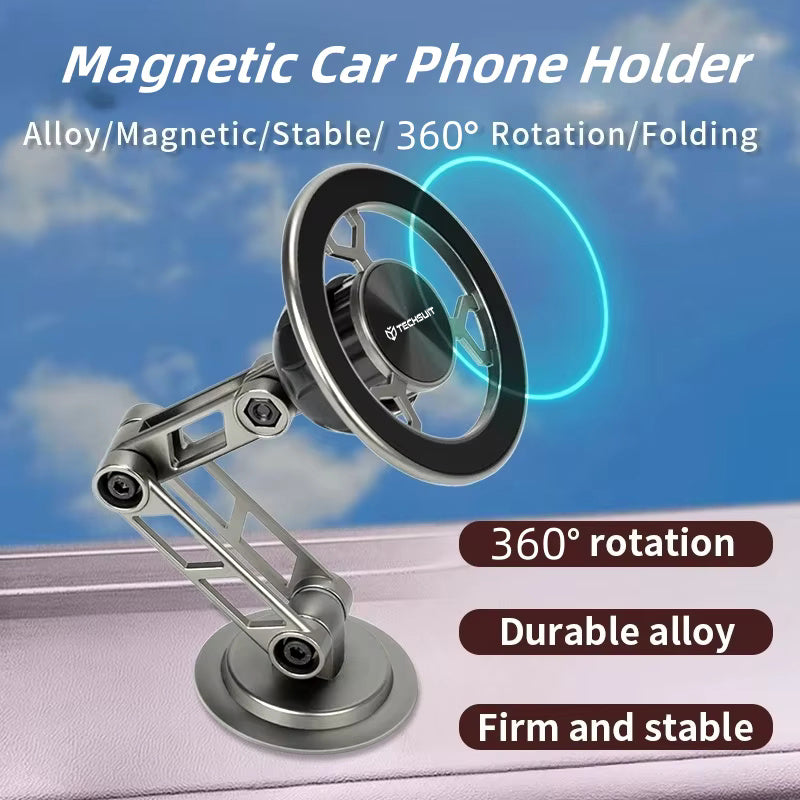 Suport Techsuit Premium TitanMagX (S14), for Dashboard/Desk, MagSafe Compatible, 360° Rotation, 3M Adhesive, Gri
