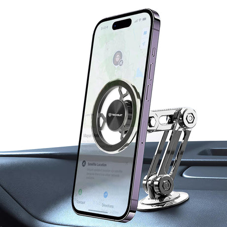 Suport Techsuit Premium TitanMagX (S14), for Dashboard/Desk, MagSafe Compatible, 360° Rotation, 3M Adhesive, Gri