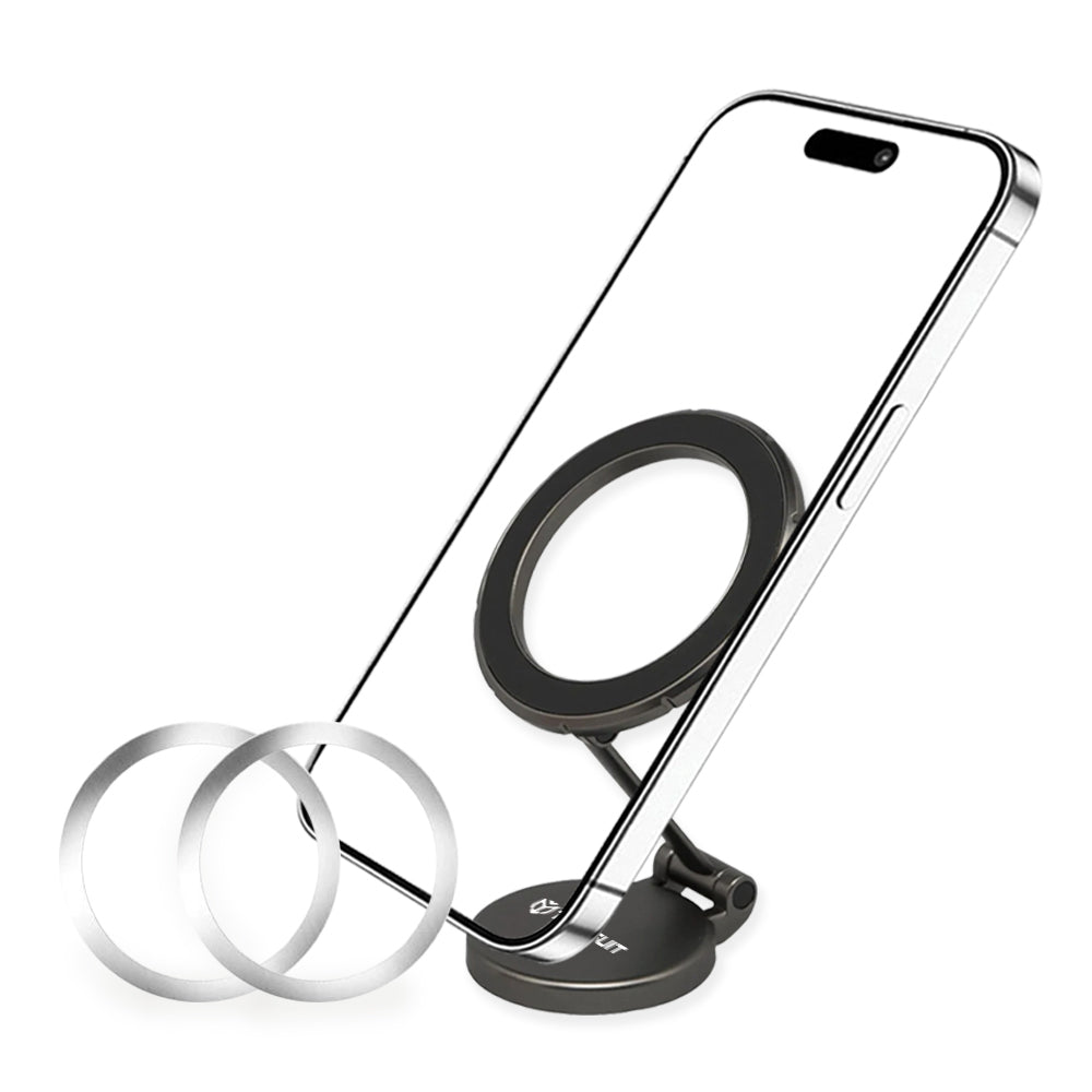 Suport Techsuit TitanMagX (S13), for Dashboard and Desk, MagSafe Compatible, Foldable, Adjustable, 3M Adhesive, Gri