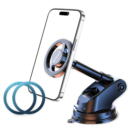 Suport Techsuit MagProX (S12), for Dashboard, MagSafe Compatible, 360° Rotation, Suction Cup Mounting Base, Negru