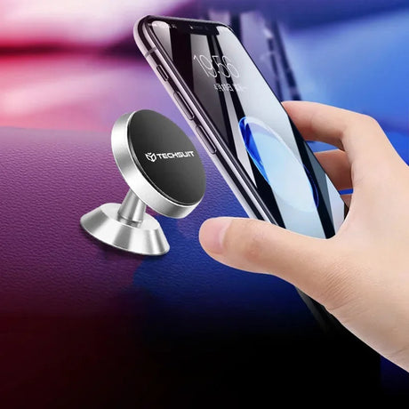 Suport Techsuit TinyGrip (S10), Universal Magnetic Mobile Mount, with Metal Plate, Strong Magnet, Negru
