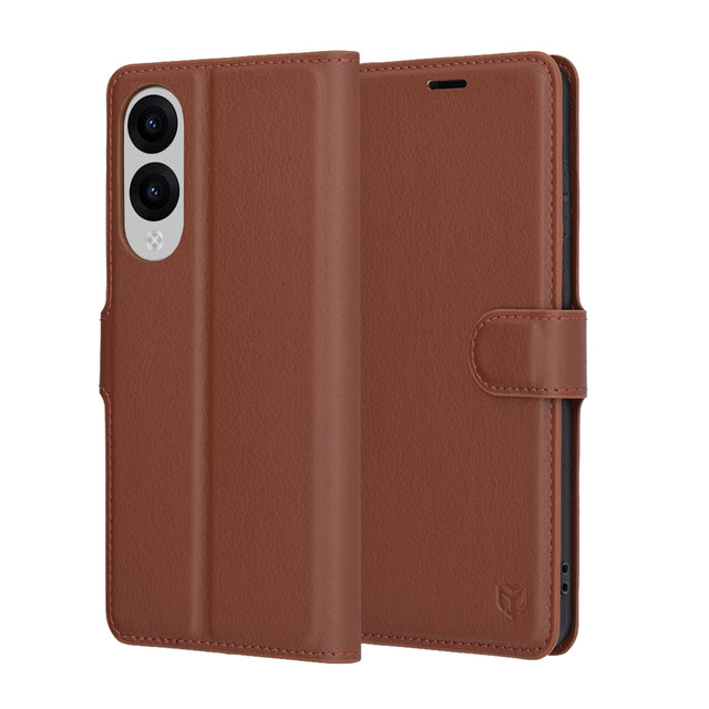 Husa de protectie Techsuit Leather Folio compatibil cu Samsung Galaxy S25 Edge, Maro