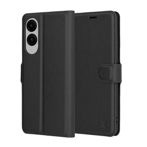Husa de protectie Techsuit Leather Folio compatibil cu Samsung Galaxy S25 Edge, Negru