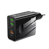 Incarcator Techsuit Premium PentaXPower (CHC1), 3x USB, 2x Type-C PD 25W, 65W, GaN, Fast Charge, Negru