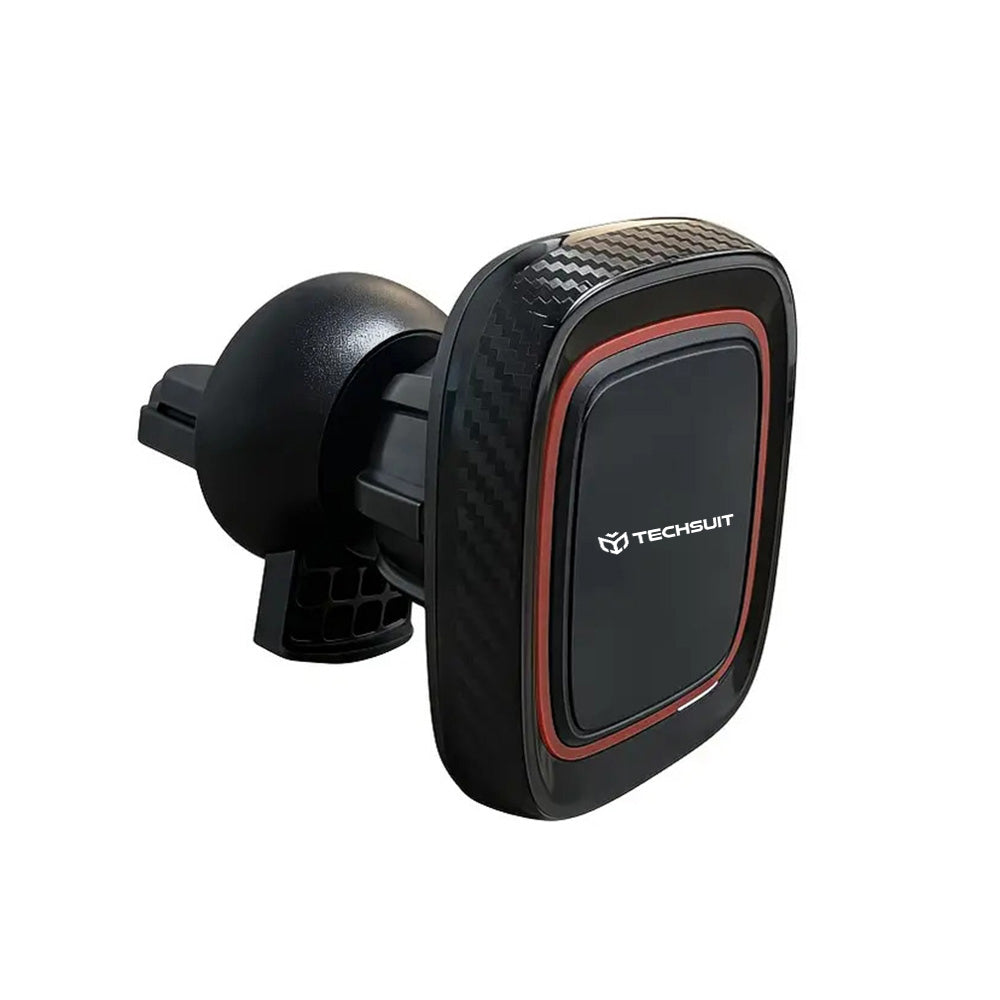 Suport Techsuit MagGrip (S5), Secure Magnetic Grip for Air Vent, Rotation Angle 360°, with Metal Plates, Negru /Red