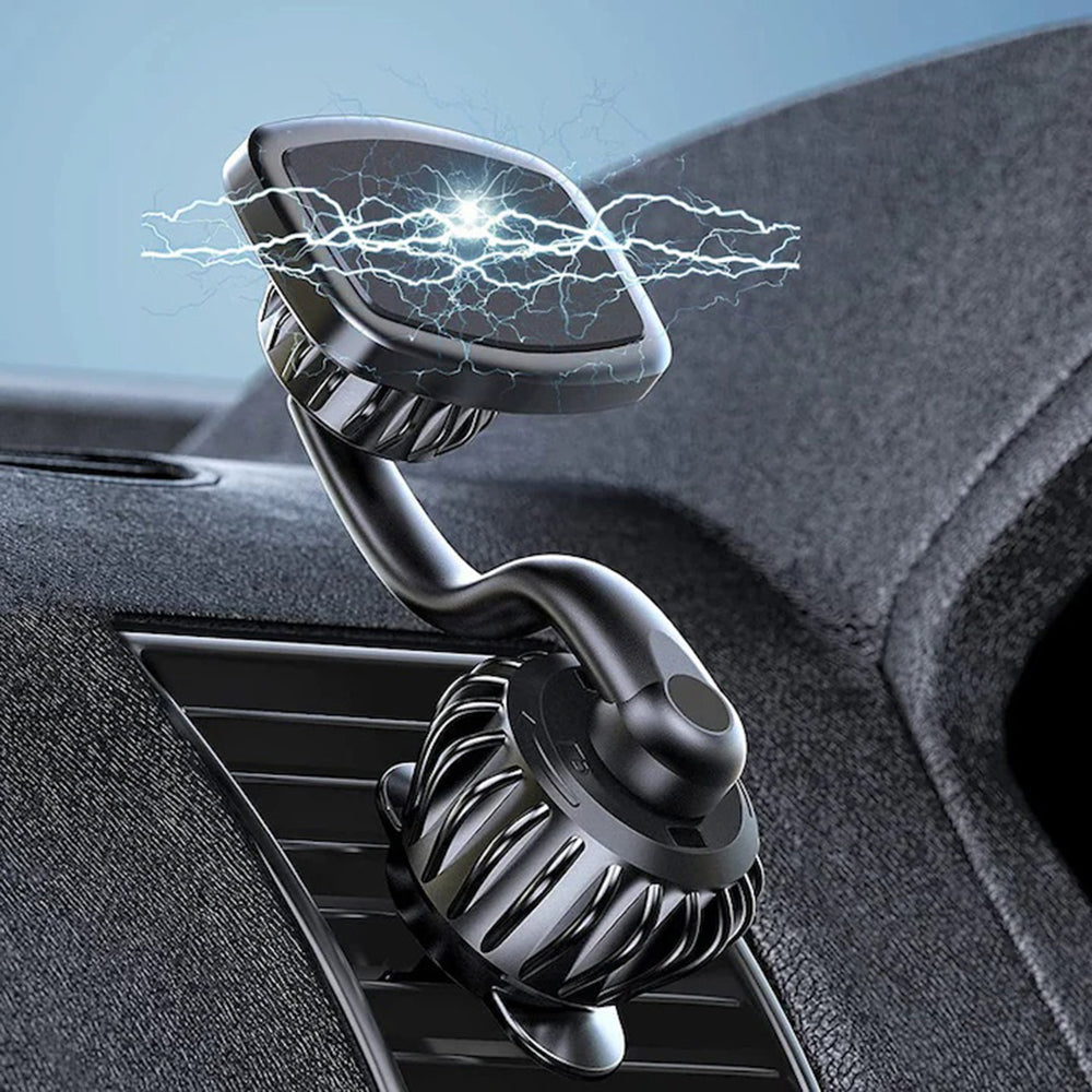 Suport Techsuit AirFix (S3), with Metal Plates, for Air Vent, Magnetic Car Mount N52, 360° Rotation, Universal, Negru